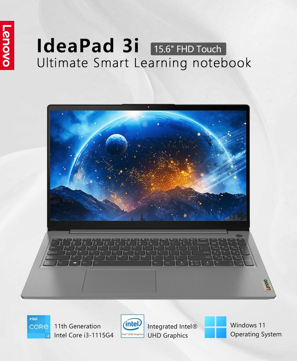 Lenovo 2023 Ideapad 3i Laptop, 15.6' FHD Touchscreen, 11th Gen Intel Core i3-1115G4 Processor, 12GB DDR4 RAM, 256GB SSD, HDMI, Webcam, Wi-Fi6, Bluetooth, Win11, Arctic Grey, W/GaLiMu