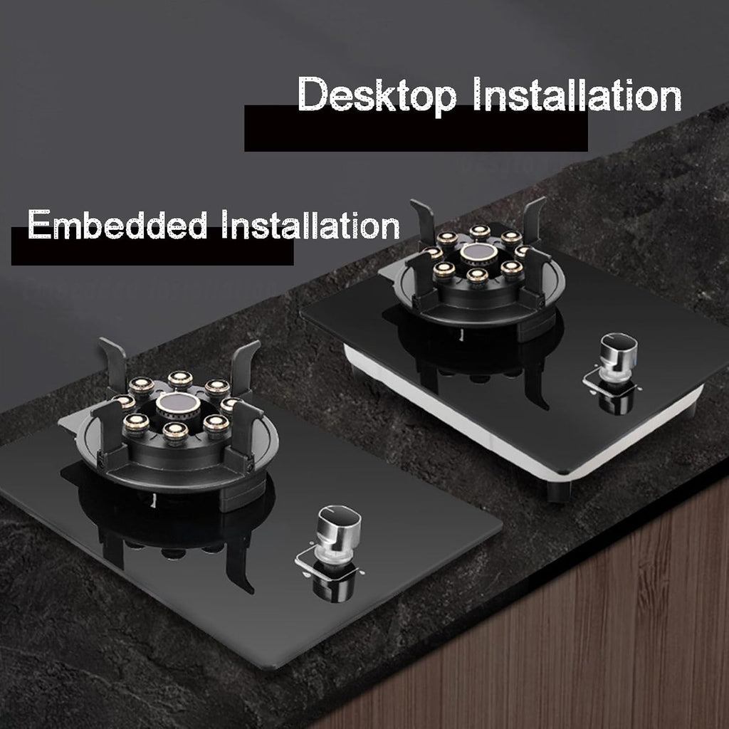 Single-Burner Gas Stove,Tempered Glass Nine-Cavity Timed Natural Gas Stove,Flip Burner,5.2Kw