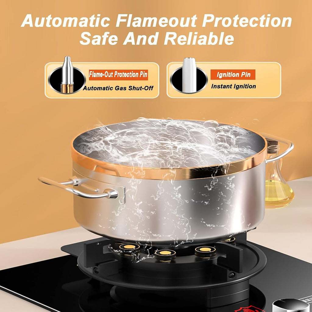 Gas Stove 1 Burner,5.2KW Tempered Glass Gas Stove,Natural Gas/Liquefied Gas Conversion Stove,Tabletop/Embedded,with Safety Shutoff Device and Timer(NG)