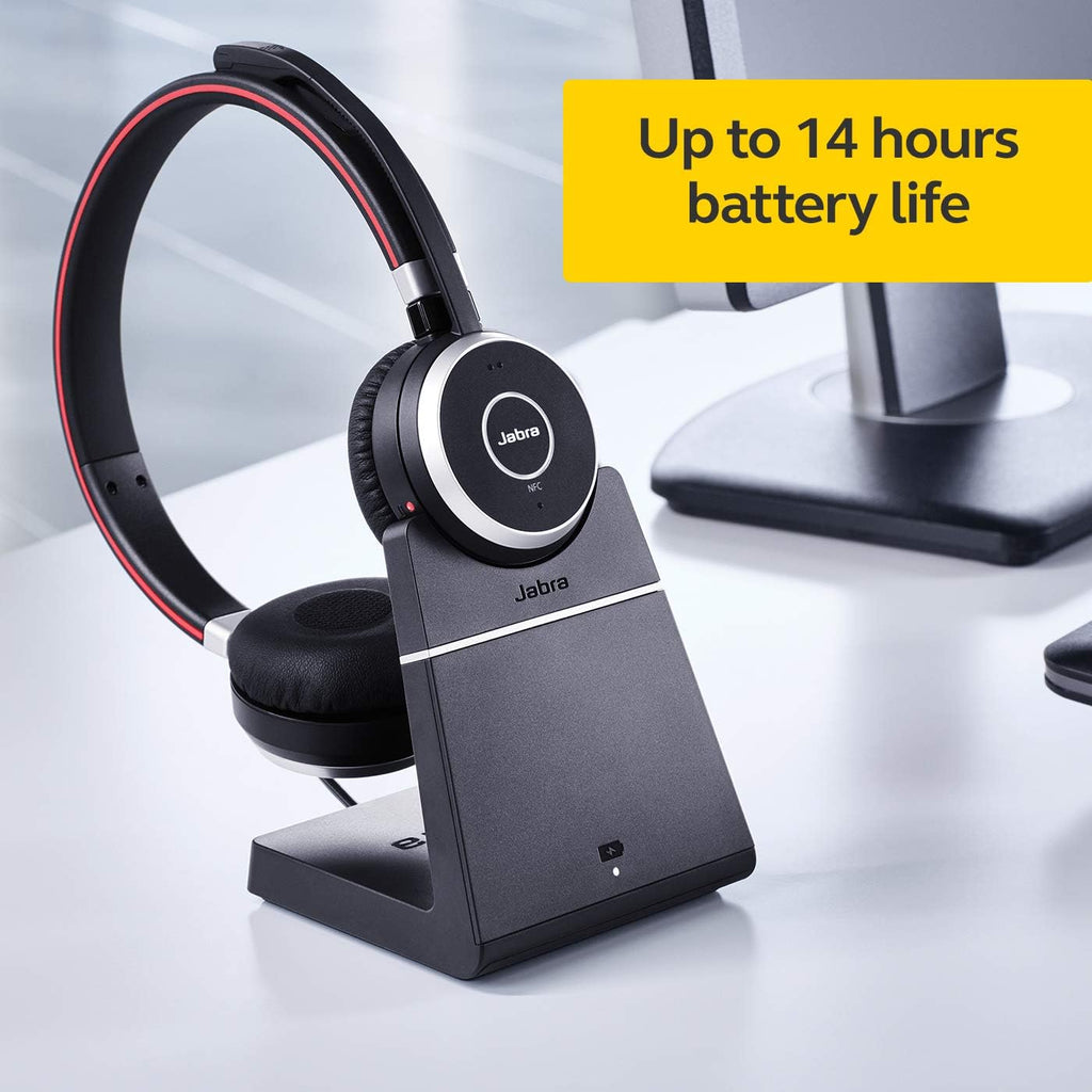Jabra Evolve 65 UC Wireless Headset, Mono – Includes Link 370 USB Adapter – Bluetooth Headset with Industry-Leading Wireless Performance, Passive Noise Cancellation, All Day Battery