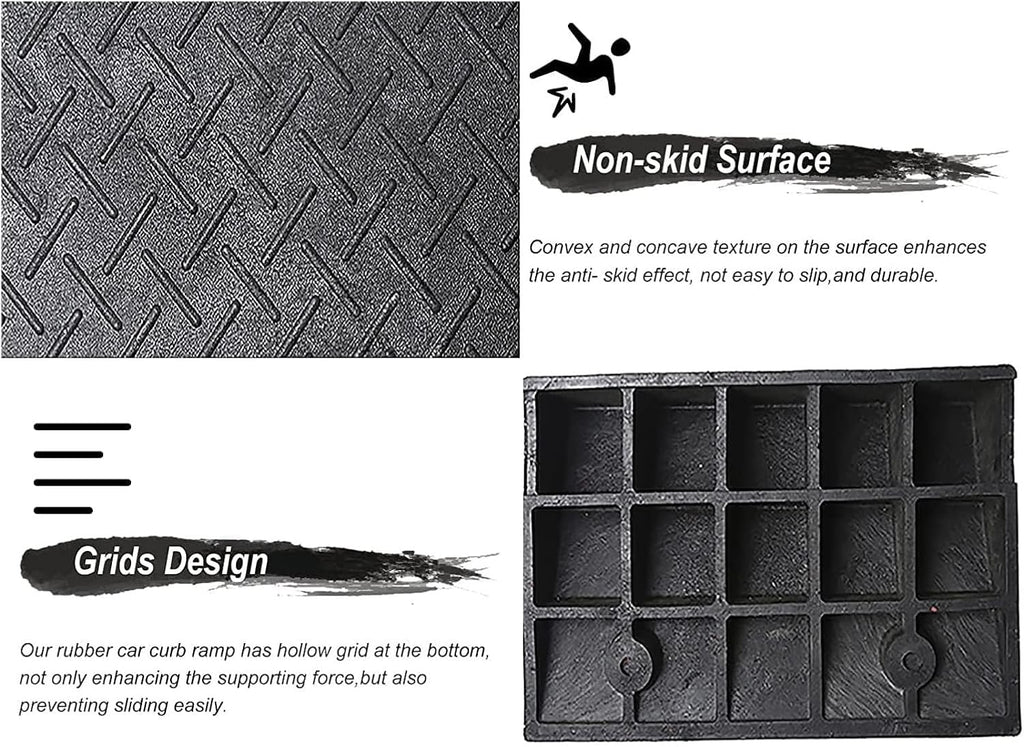 Threshold Ramp Wheelchair Solid Rubber Non-Slip for Room Door Handicap Ramps Wear-Resistant Kerb Anti-Slip 8cm/3in