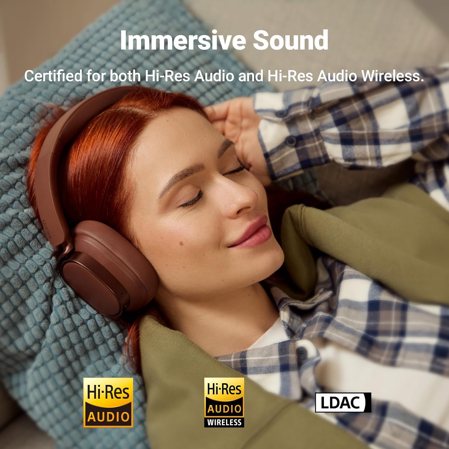 Edifier Active Noise Cancelling Headphones, Over Ear Bluetooth Headset, 92H Playtime Wired & Wireless Hi-Res Audio Certified, Fast Charging Clear Calls for Home Office Travel (Brown)