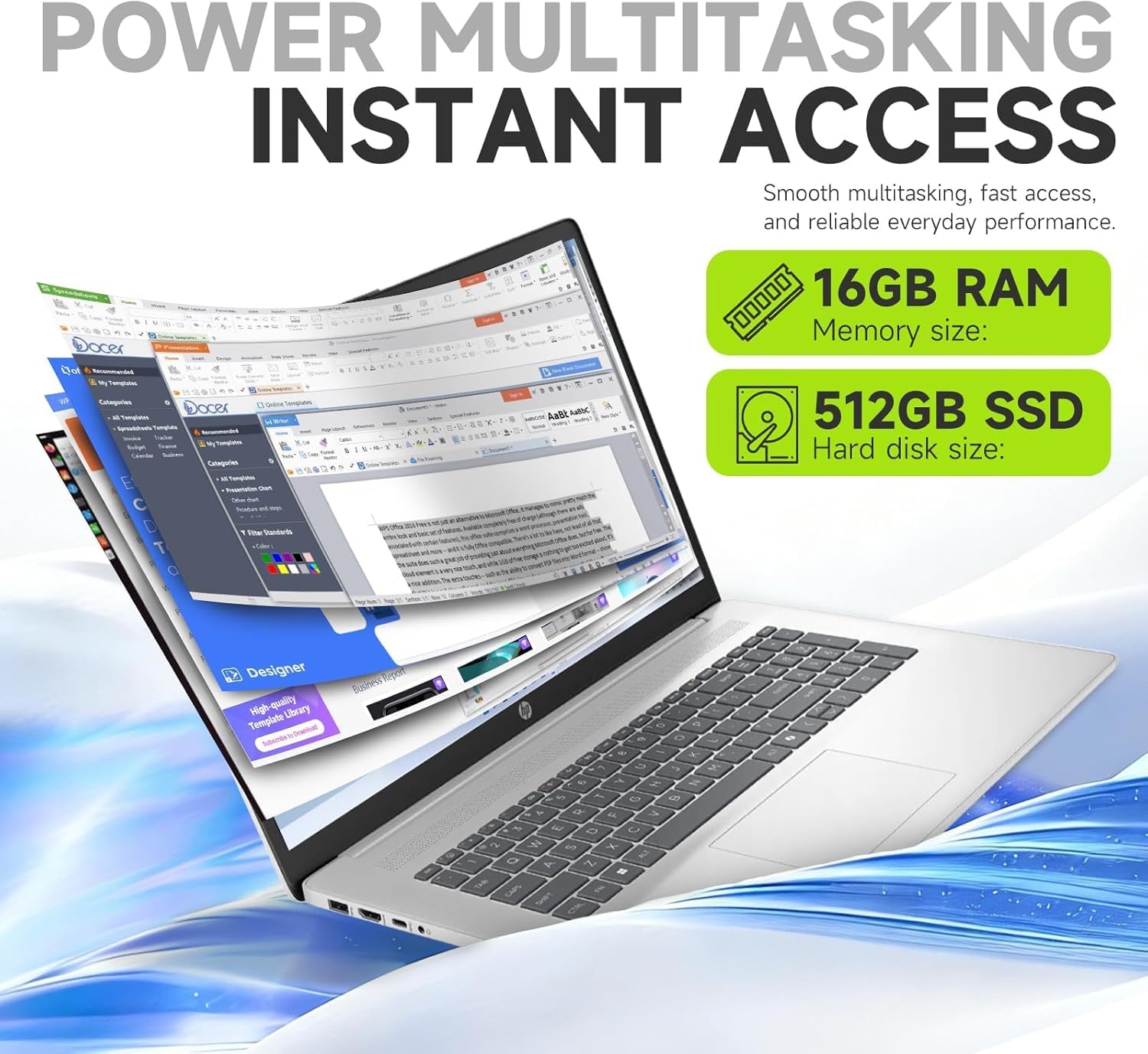HP 2026 17 inch laptops, 16GB RAM 512GB SSD, Intel Core i3-N305, 17.3' FHD IPS, Up to 9.5 Hours Battery Life–Business Laptop for Work & Students, Type-c, Windows 11 with Office 365 for The Web