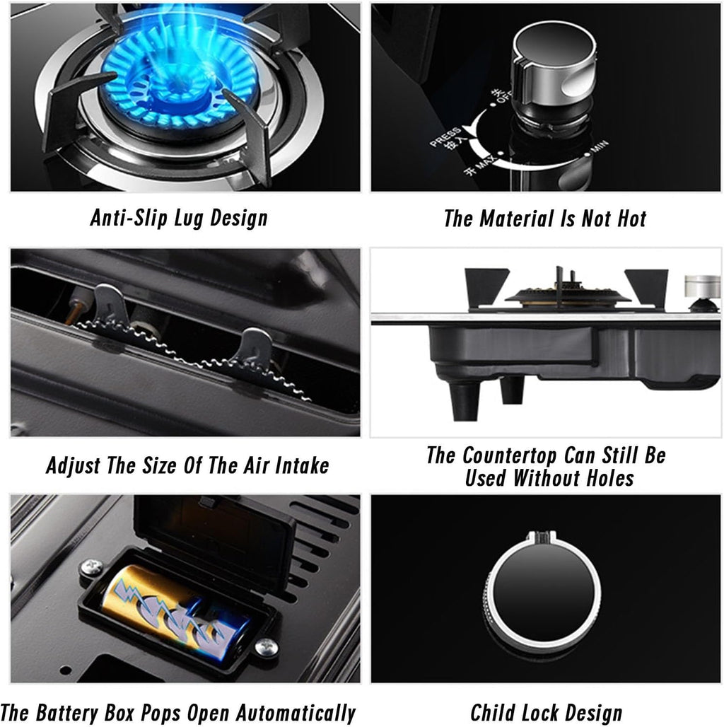 Portable Gas Stove,1 Burner Propane Stove,Max 16377.6BTU Tempered Glass with Pulse Electronic Ignition for Indoor Kitchen and Apartment (Color : LPG)