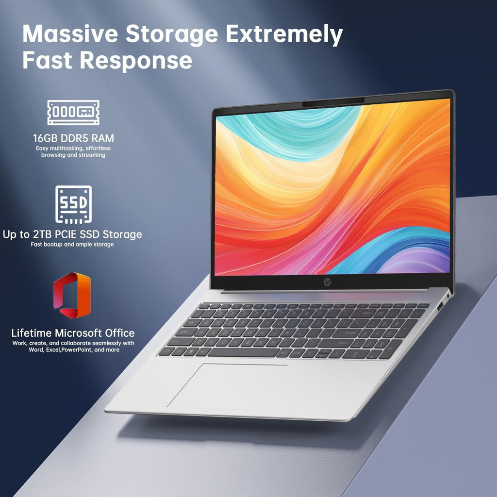 HP Omnibook 5 AI Laptop,16' 2K (1920 x 1200) Laptop PC,Next Gen AI PC AMD Ryzen AI 7 350(NPU 50 Tops), Laptops for Business, College, School, Photo Editing,Lifetime Office,Win 11