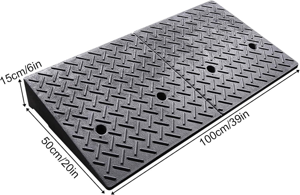 Rubber and Plastic Curb Ramp, Multiple, Threshold Ramp, Strong Load-Bearing, Suitable for Entryway, Bike, Pets, Sidewalk(100 * 50 * 15cm/39 * 20 * 6in)