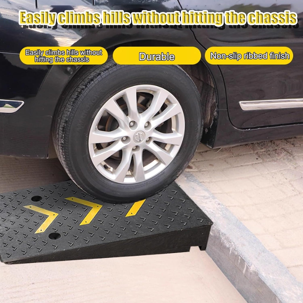 Rubber Curb Ramps，Door Step Ramp，Portable Curb Ramp, Heavy Duty Rubber Threshold Ramp，Threshold Ramps，for Sidewalk，Warehouses, Garages, Sidewalks, Wheelchairs(50*100*19cm/19.7*39.4*7.5in)