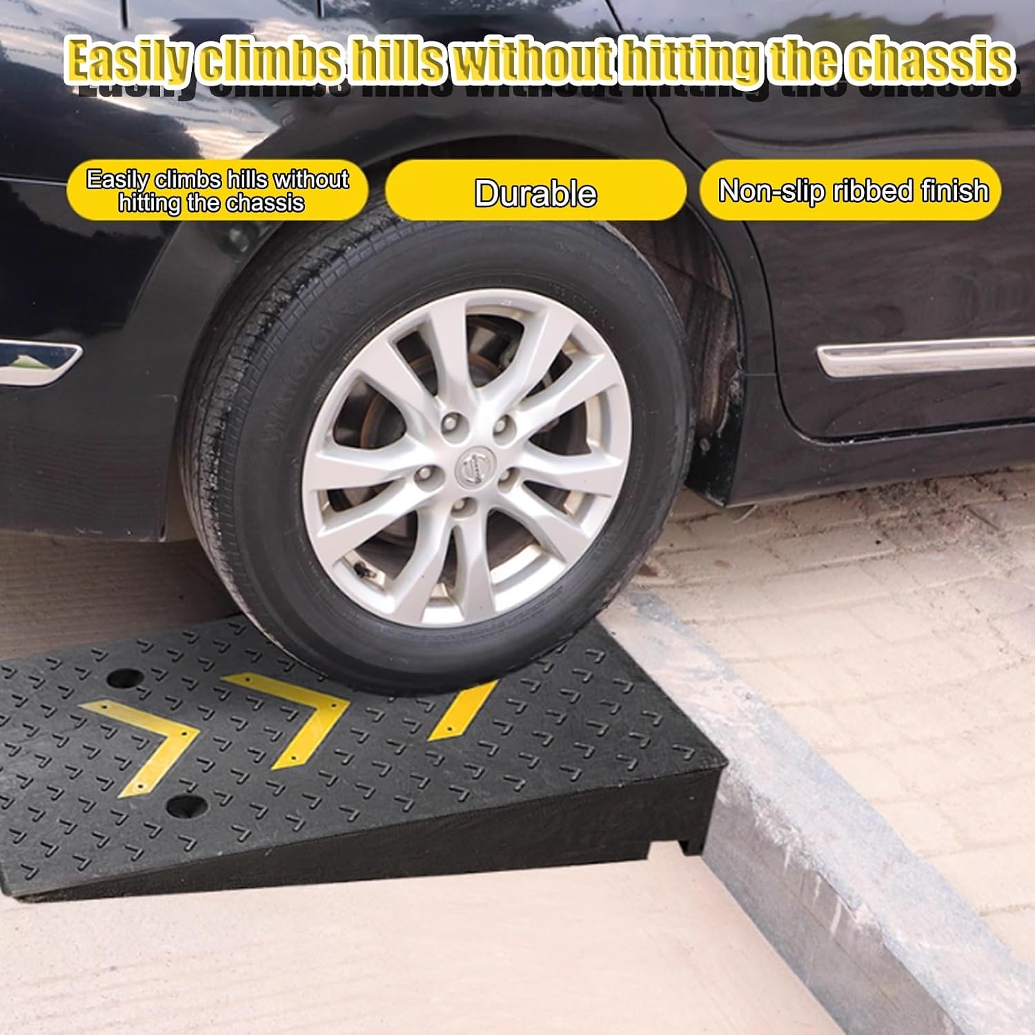 Rubber Curb Ramps，Door Step Ramp，Portable Curb Ramp, Heavy Duty Rubber Threshold Ramp，Threshold Ramps，for Sidewalk，Warehouses, Garages, Sidewalks, Wheelchairs(50*100*19cm/19.7*39.4*7.5in)