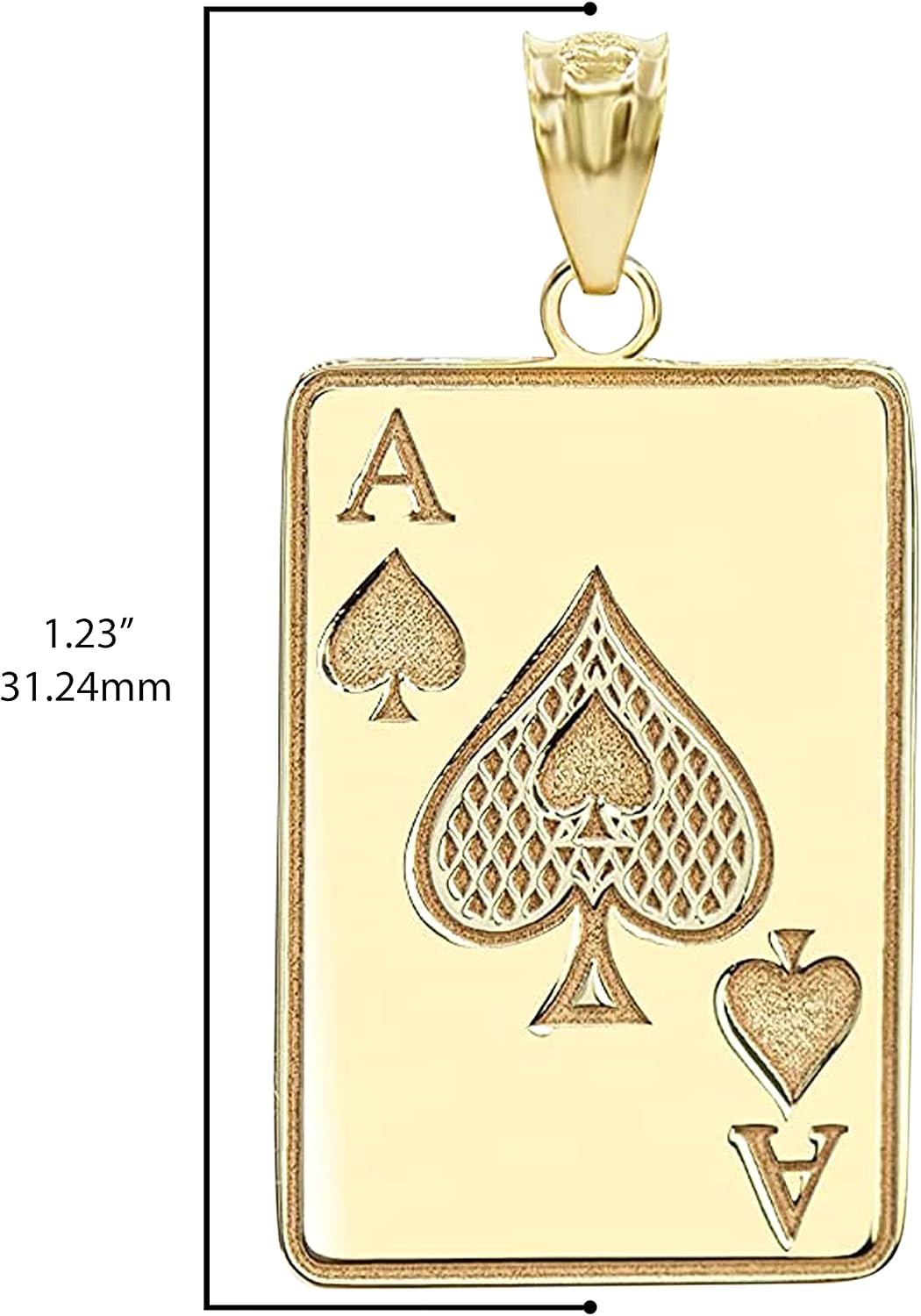 14K Yellow Gold Ace of Spades Customized Playing Card Pendant - Specify Name