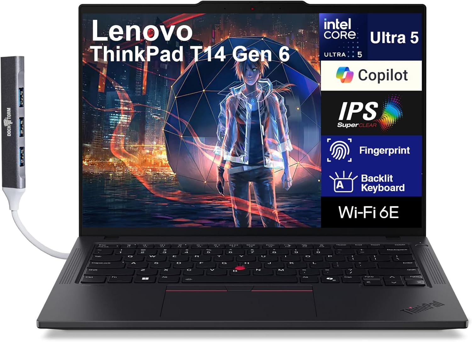 Lenovo ThinkPad T14 Business Laptop 14.0' WUXGA (Intel Ultra 5-225U, 64GB DDR5, 512GB PCIe SSD, Intel Graphics, Win 11 Pro) w/DKZ USB Port Expander