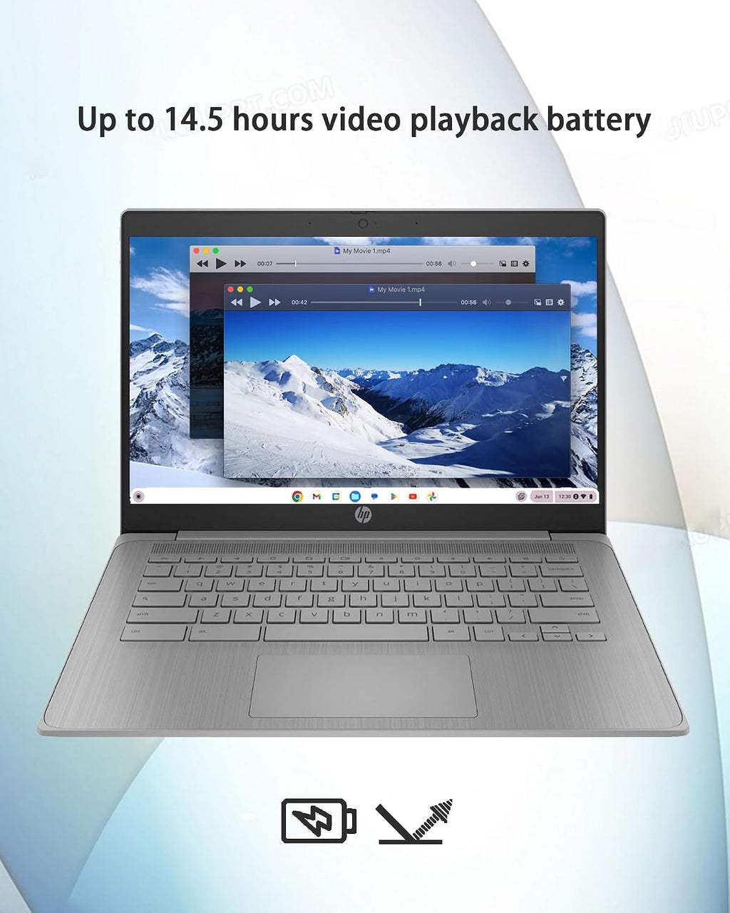 HP Chromebook 14' HD Laptop PC for College Students and Business, Chrome OS, Intel Celeron N4120 Processor, 4GB RAM, 64GB Storage, Bluetooth, Wi-Fi, Modern Gray, Alpacatec 64GB Card