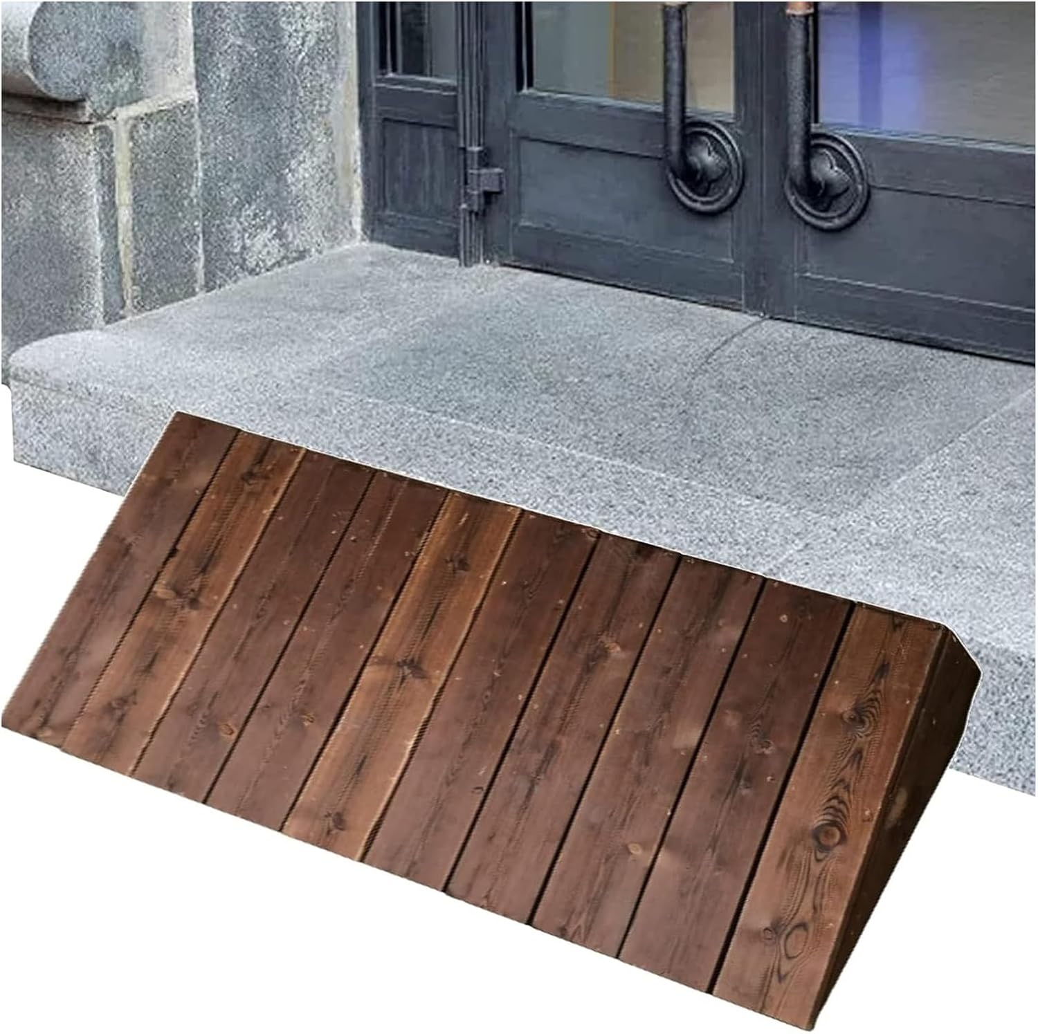 4' 7' 8' Rise Door Ramp for Wheelchairs, Wooden Threshold Ramps for Doorways, Non Slip Portable Home Entry Ramps(80x60x13cm/31.5x23.6x5in)