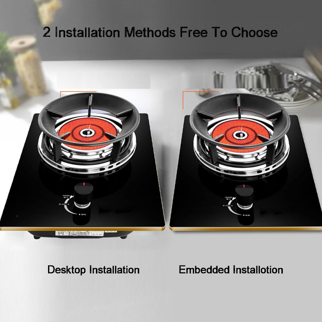 Propane Stove 1 Burner Gas Stove,High-Efficiency Auto Ignition Tempered Glass LPG/NG Cooktop,for Outdoor Camping,and Emergency Cooking(NG)