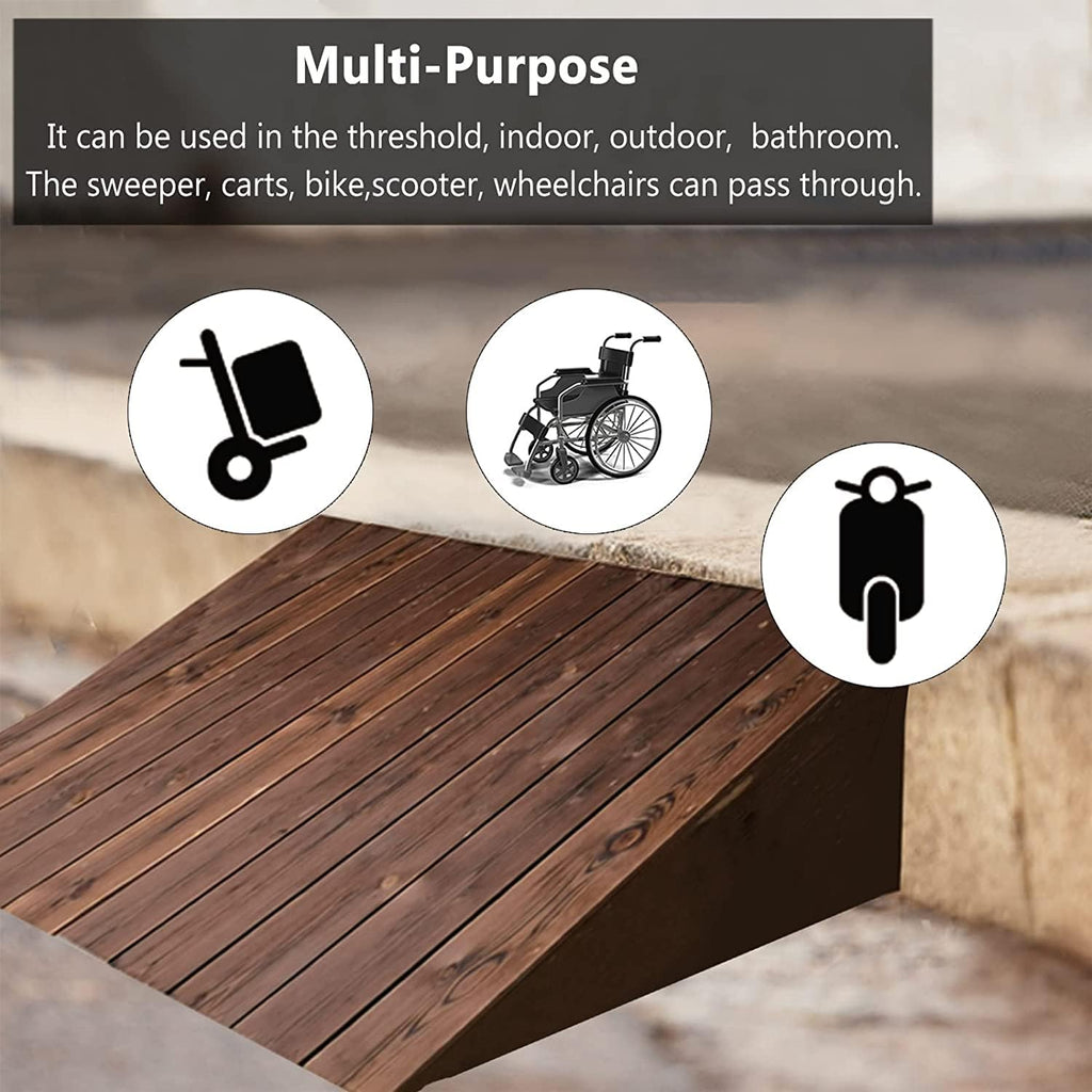 GUENZO Threshold Ramp, Rampsfor Sweeper Walkers Wheelchairs, Threshold Ramp Wooden for Home/Front Door/Yard/Doorways, 3-10 Inch Rise Entry Anti-Slip Transition Ramp(60x50x10cm (23.6x19.7x4))