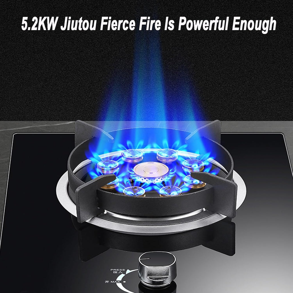 Gas Stove 1 Burner,4.2KW High Flame Tempered Glass Gas Stove,Natural Gas/Liquefied Gas Conversion Stove,Desktop or Embedded,with Flameout Protection(LPG)