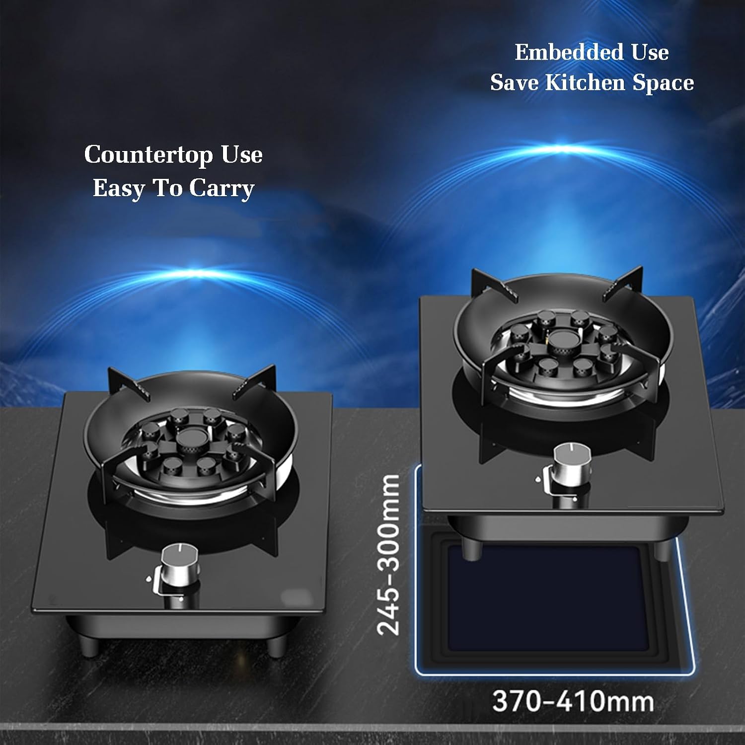 Gas Stove with 1 Burner,5.2KW Nine-Chamber Fierce Flame Stove,Gas/LP Gas Conversion,with Flame Out Protection,for Home Kitchens(LPG)