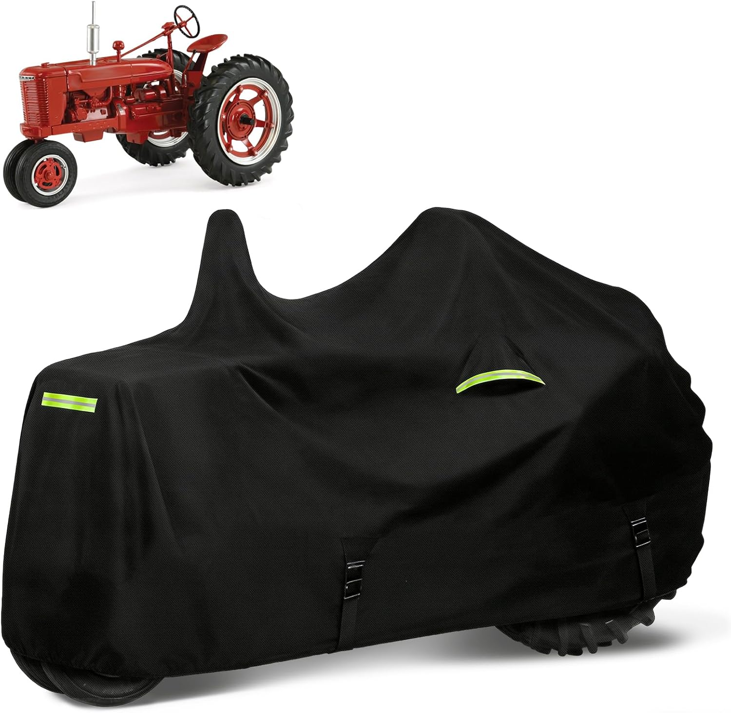 Waterproof Tractors Cover Fit Most Classic Tractor with Pipe, 420D Oxford Cloth with Cotton Liner Tractors Cover for Snow Rain Hail Dust Protection, 138 L x 87 W x 70 H in