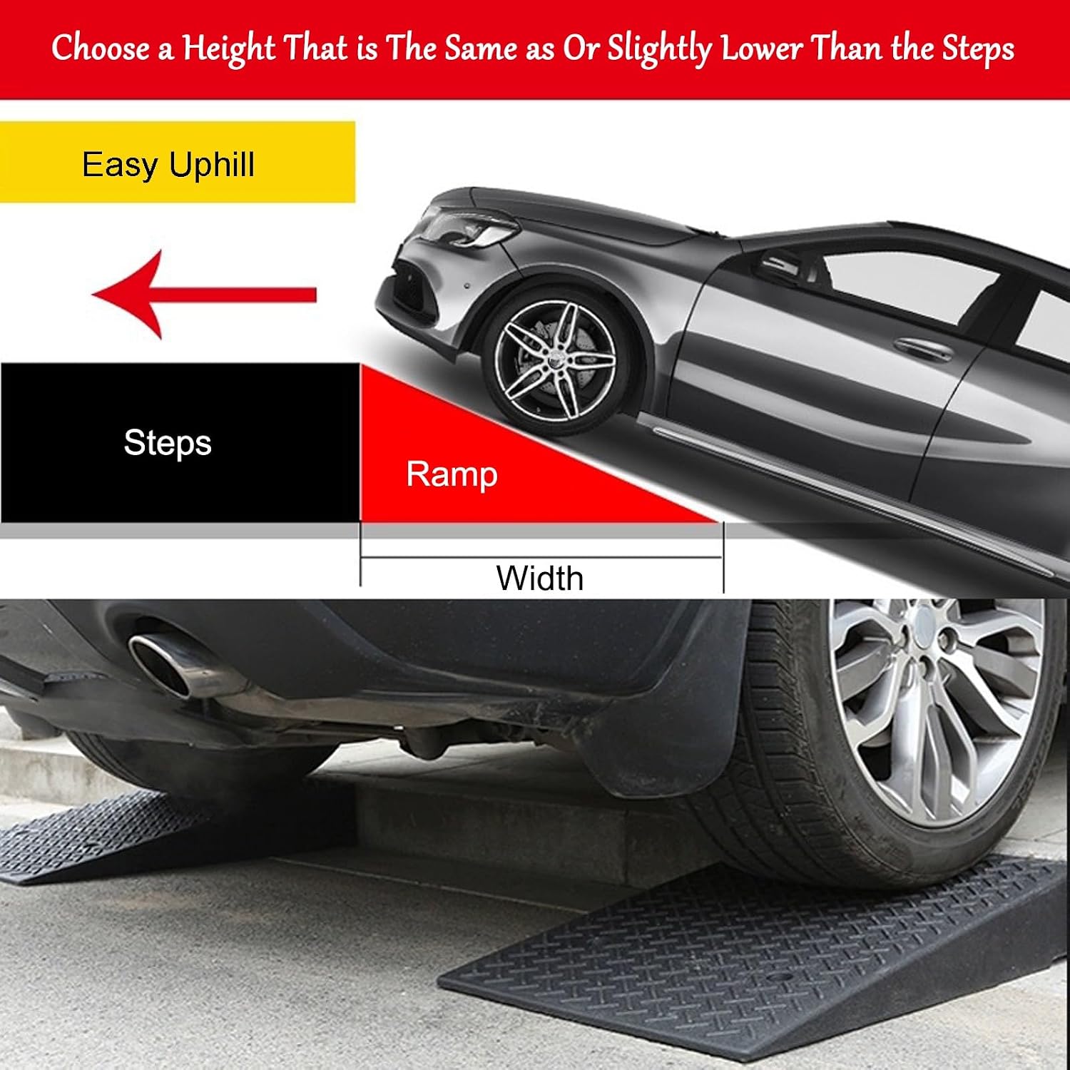 2 To 8'' Rise Car Ramps, Heavy Duty Loading Driveway Curb Ramps 2200 Lbs Driveway Ramp, Threshold Ramps, for Loading, Dock, Bike, Vehicle, Warehouse, Sidewalk(100*30*13cm/39*12*5.1in)