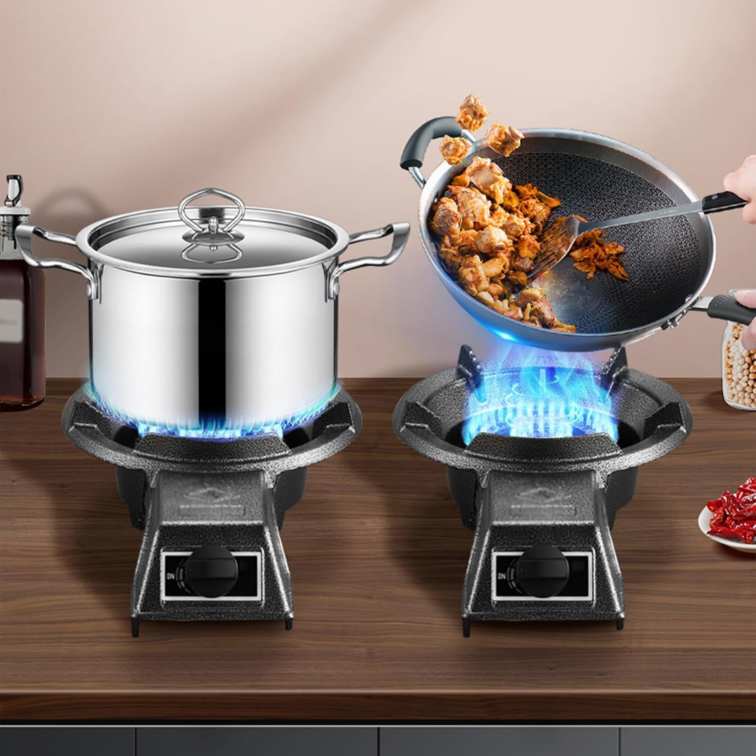 Gas Cooker,7kW LPG Stove,Single-Burner Tabletop Gas Cooker,Suitable for Camping Restaurants Home Use