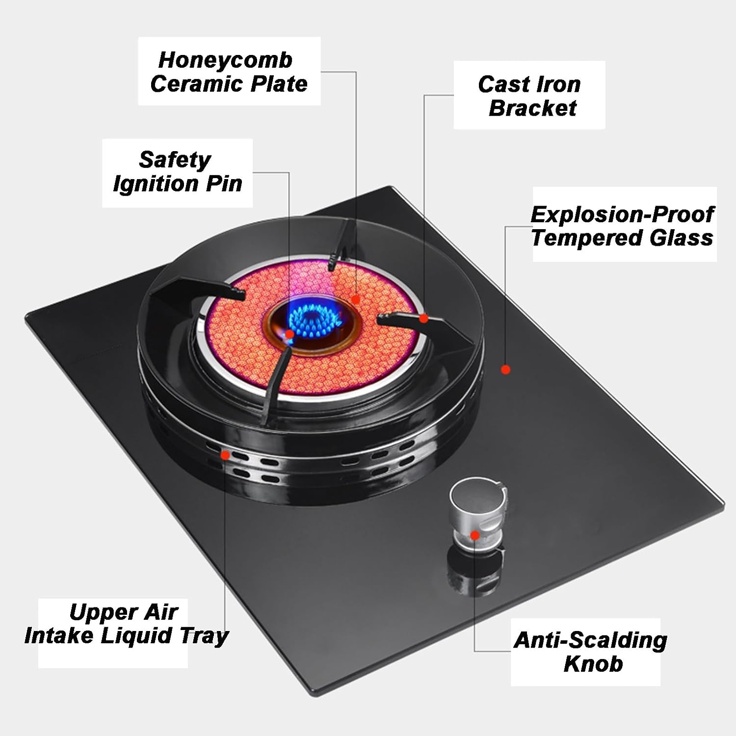 Gas Cooker,4.2kw Single-Burner Gas Stove,Household Desktop/Embedded,for Food Stalls Family Restaurants(NG)
