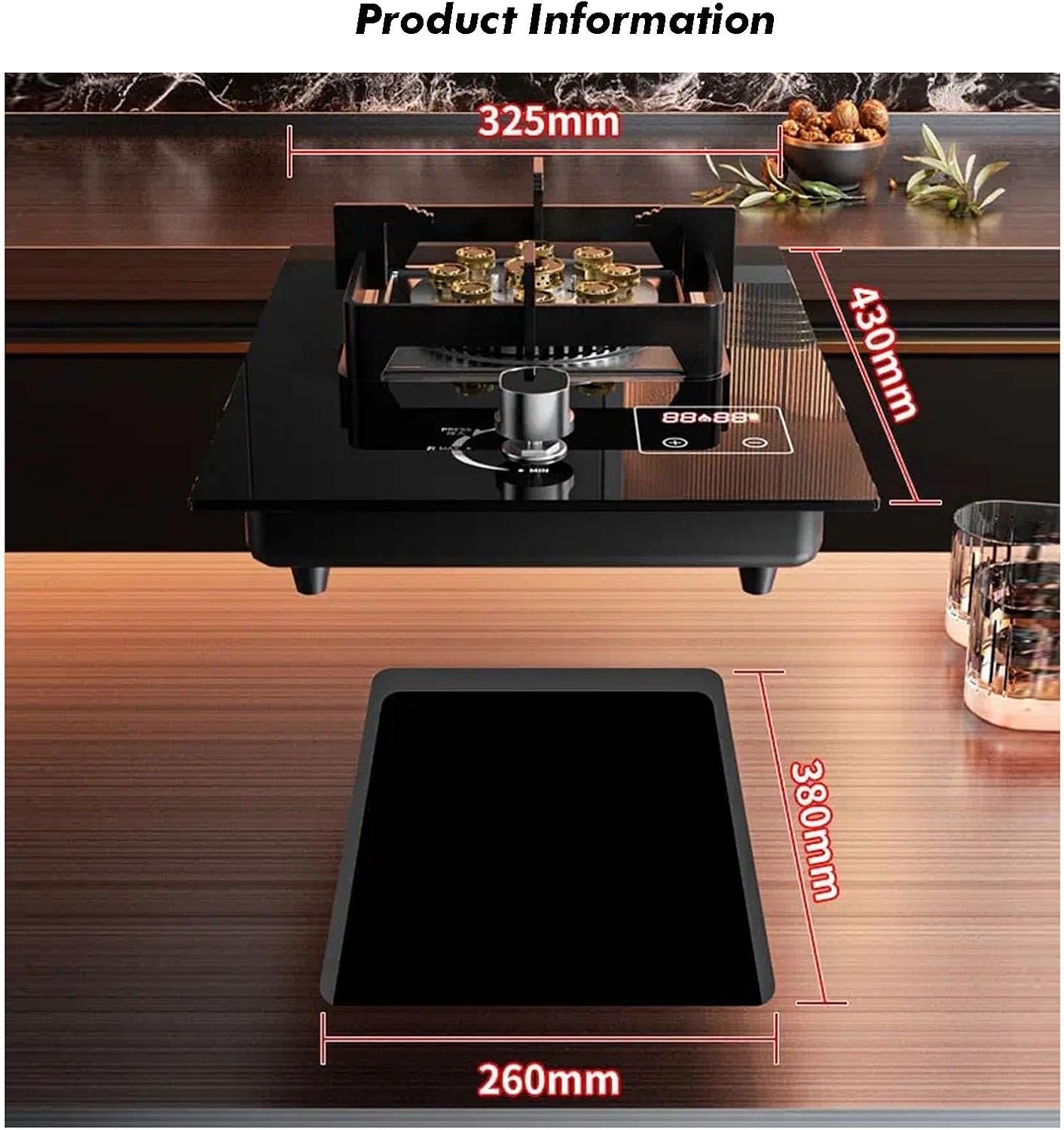 1 Burner Propane Stove,Portable Gas Stove,Max 17742.4BTU Tempered Glass with Pulse Electronic Ignition for Indoor Kitchen and Apartment (Color : LPG)
