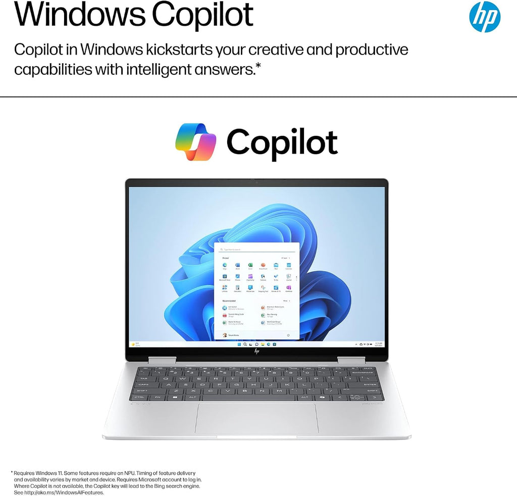 HP - Envy 2-in-1 14' Wide Ultra XGA Touch-Screen Laptop - AMD Ryzen 5-16GB Memory - 512GB SSD - Glacier Silver Windows AI: Copilot 14-fa0013dx