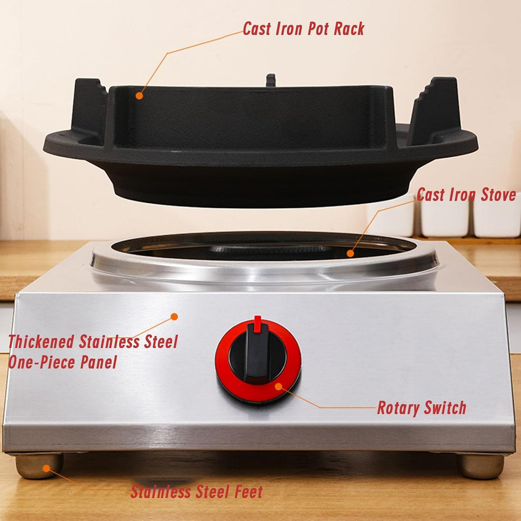 Gas Stove,13648 BTU Stainless Steel Gas Stove Tabletop Single Burner,Flameout Protection,Suitable for Home and Canteen Use (Size : NG)