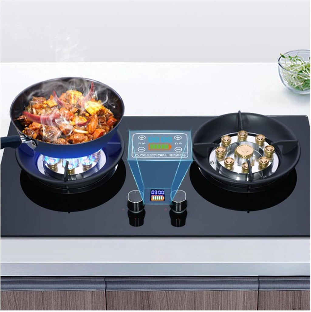 Propane Stove,2 Burners Portable Propane Stove,tempered Glass Gas Cooktop,Maximum 17742.4BTU Great for Food Trucks and Family Restaurants (Color : LPG, Size : Style 1)