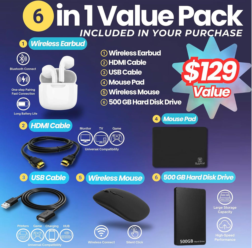 HP 2025 Pavilion Laptop, 17.3' FHD IPS Computer, 6-Core AMD Ryzen 5, 16GB RAM, 1TB Storage (500GB SSD + 500GB Ext), Wi-Fi 6, Webcam, Long Battery, HubxcelAccessory, Lifetime Office 2024 Windows 11 Pro