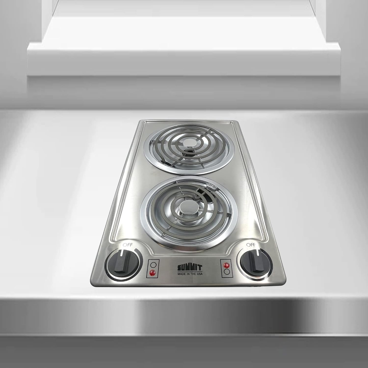 Summit 12' 2 Burner Electric Cooktop 115 Volt Coil Electric Cooktop, ADA compliant, Stainless Steel- CCE213SS