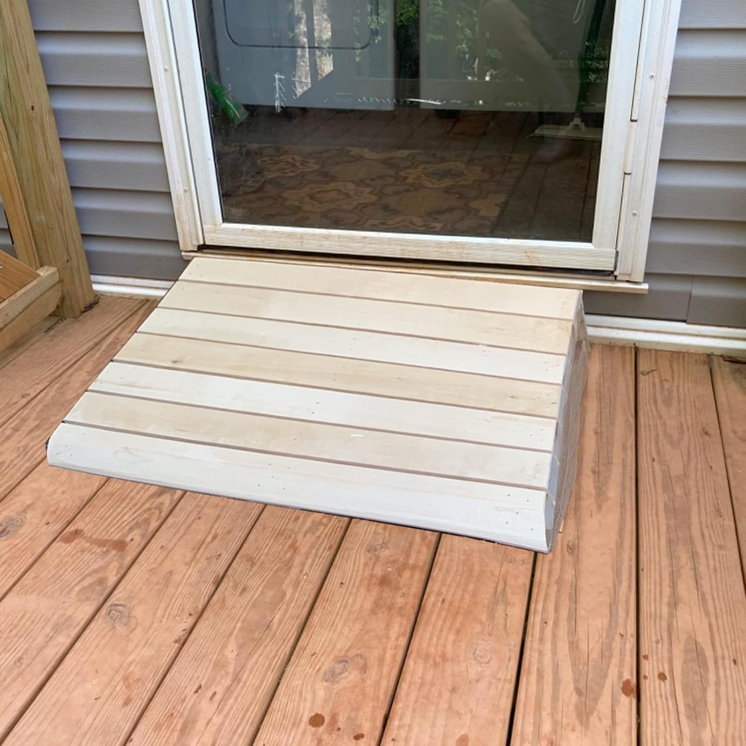 Garage ramp Edge Wooden Curb, Wheelchair Threshold ramp, car and Motorcycle Pedestrian Step Transition ramp(30.8 * 30 * 9Cm/12.1 * 11.8 * 3.5In)