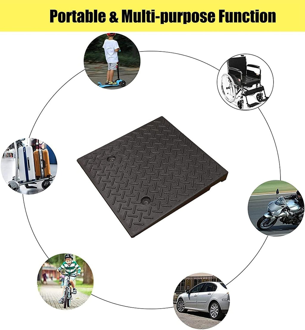 Threshold Ramp Wheelchair Ramp Heavy Duty Rubber Threshold Ramp Non-Slip Wear-Resistant Scooter Ramp for Home Door Dock Kerb Ramps Load 3 Tons Anti-Slip (One Color 9cm/3.5in Height)