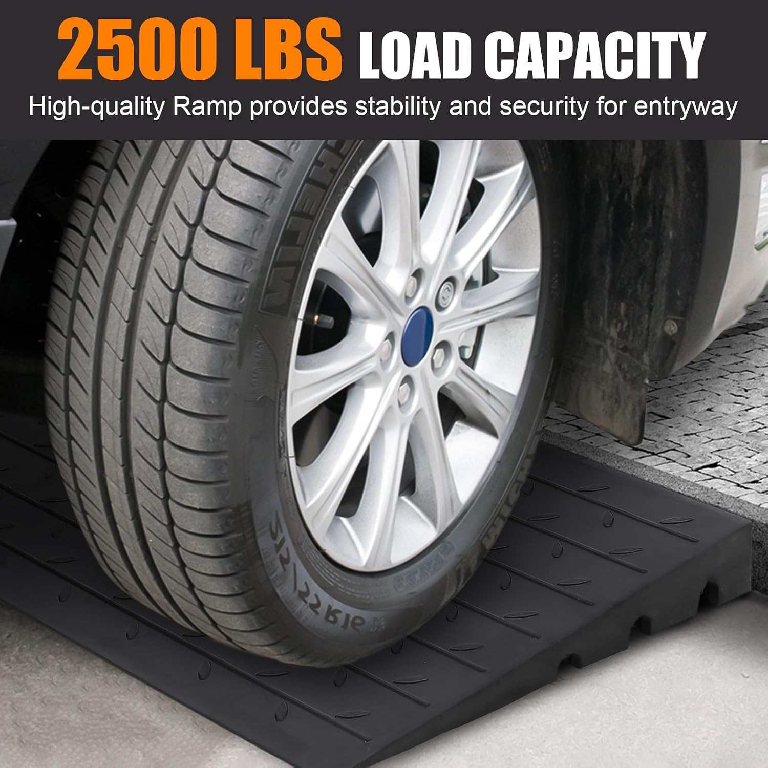 3' Rubber Threshold Ramp, Ramp for Wheelchair, Scooter, Doorway Ramp, Wheelchair Ramp Rubber, Driveway Curb Ramps, Handicap Ramps for Home Entry, Steps, Doorways, Curbs with 3 Channels Cord Cover