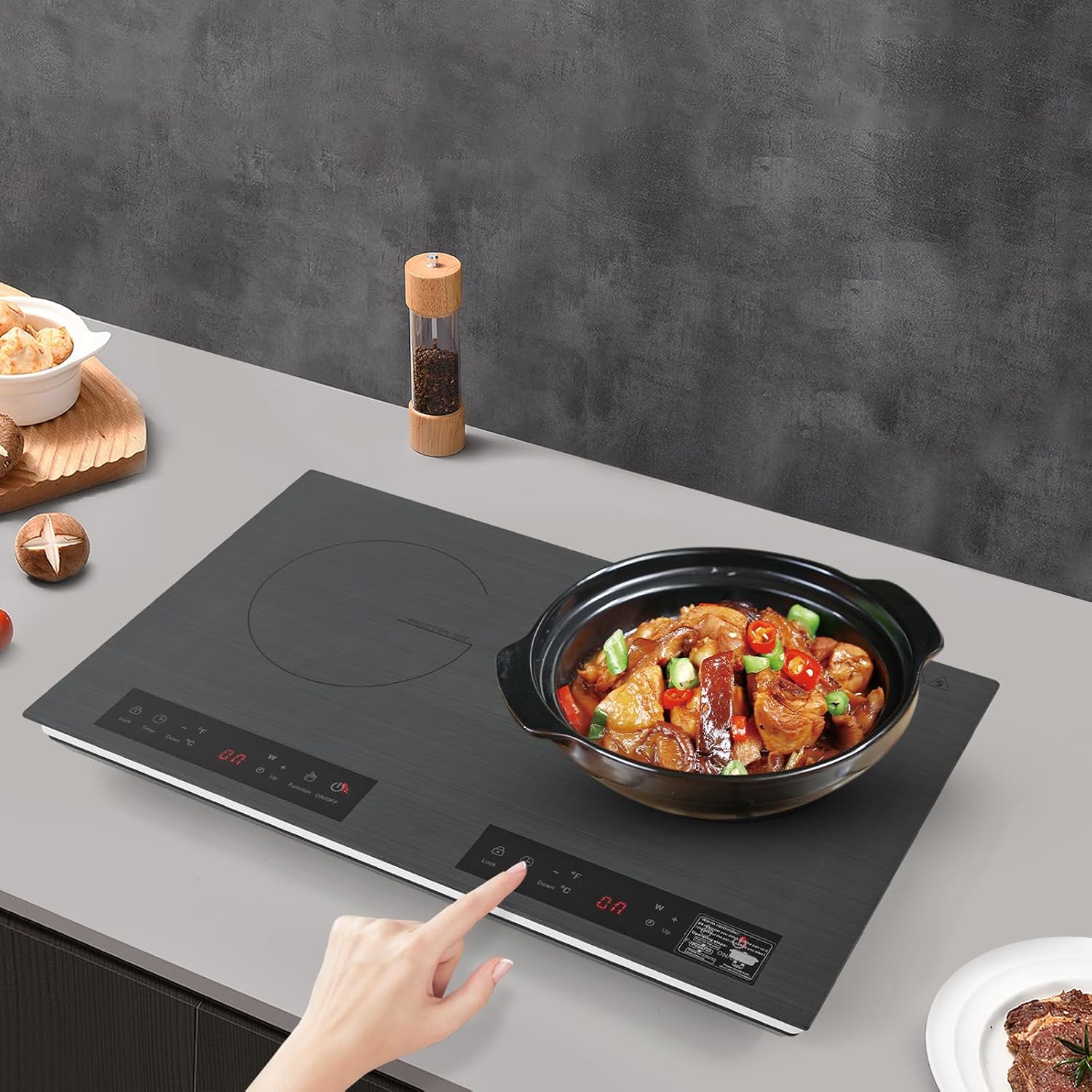 DYRABREST 4000W Dual-Zone Induction Cooktop Portable Induction Cooke Compact Electric Stove with Sensor Touch & 3H Timer for RV, Camping, Dorms, and Small Kitchens