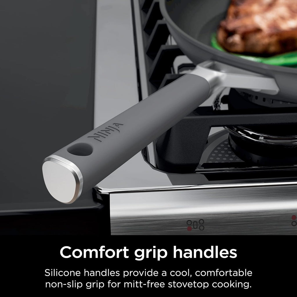 Ninja Pots and Pans Set Non Stick | Comfort Grip 10-Piece Cookware Set with NeverStick | Frying Pan, Sauce Pan With Lid, Stock Pot with Lid, Nonstick, Dishwasher Safe, Oven Safe to 400°F, CW69010