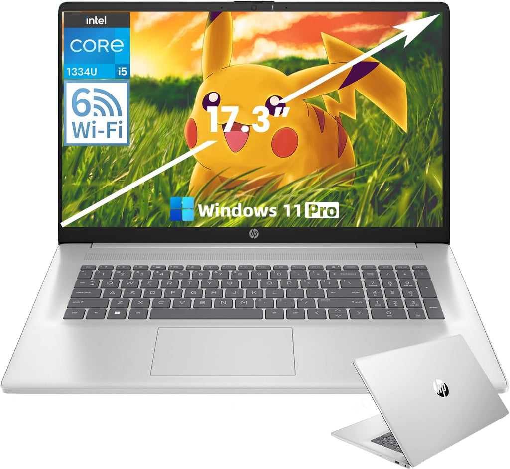HP 17 Laptop Computer for Business and Students, 17.3' HD+ Display, Intel 10-Core i5-1334U,Windows 11 Pro, Numeric Keypad,Silver (16GB RAM | 1TB SSD)