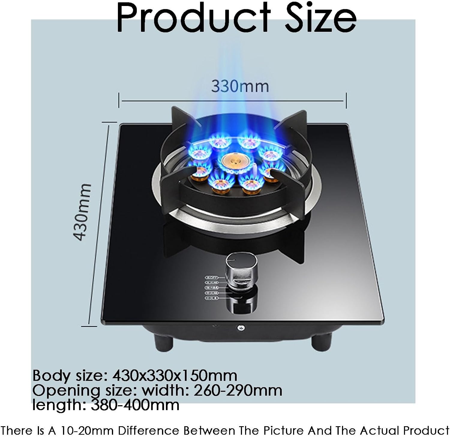 Gas Hob, Gas Cooker 5.2kw Desktop and Embedded Gas Stove, Gas Cooktop with Flame Failure Protection NG/LPG, Single Burner for Home Camping Outdoor(LPG)