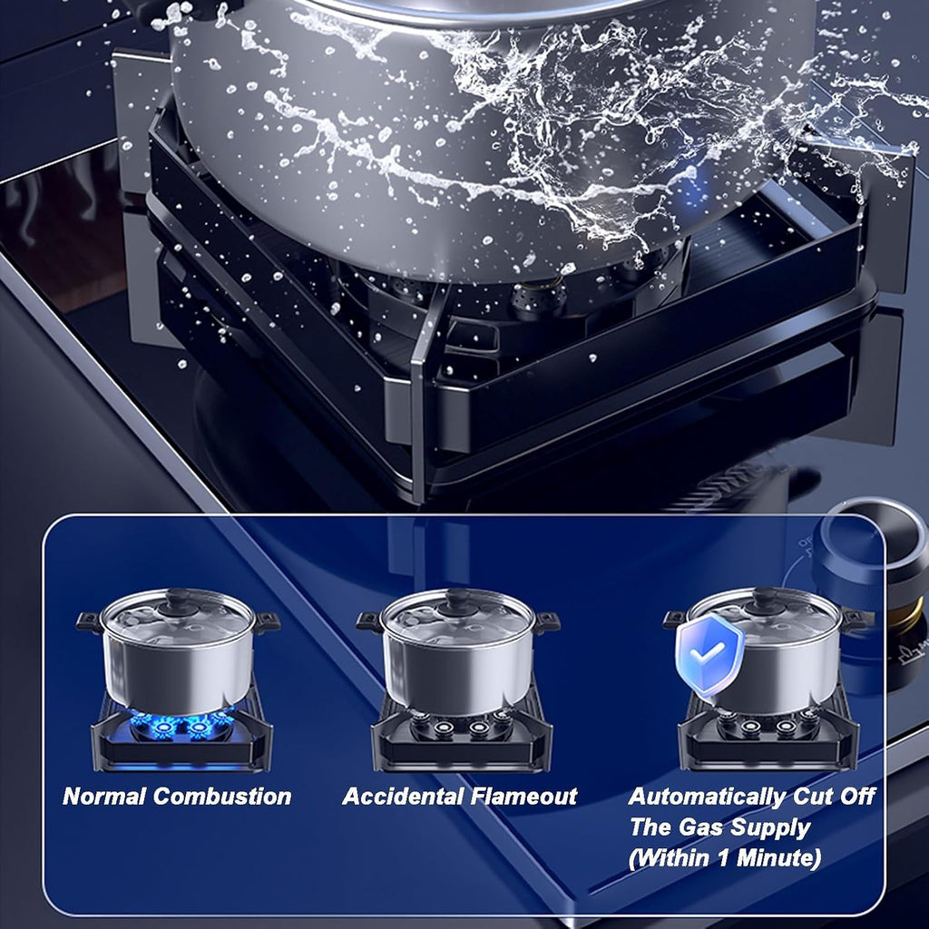 Gas Stove Single Burner,Tempered Glass 5.2KW Nine-Cavity High-Fire Burner,Natural Gas/Liquefied Gas Conversion Stove,with Flameout Protection and Timer(LPG)