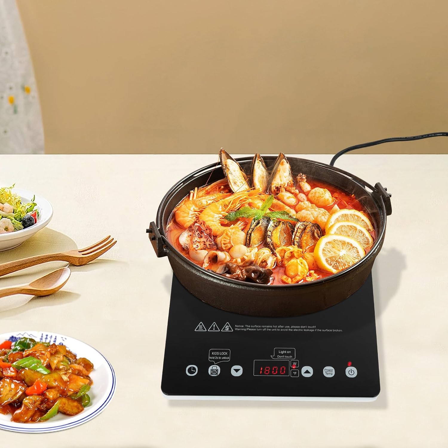 Electric Cooktop, 2 Burner Radiant Induction Electric Ceramic CookTop, Countertop & Built-in Electric Stove Top with Timer, Child Safety Lock, Sensor Touch Control (3 Burner, 2600W)