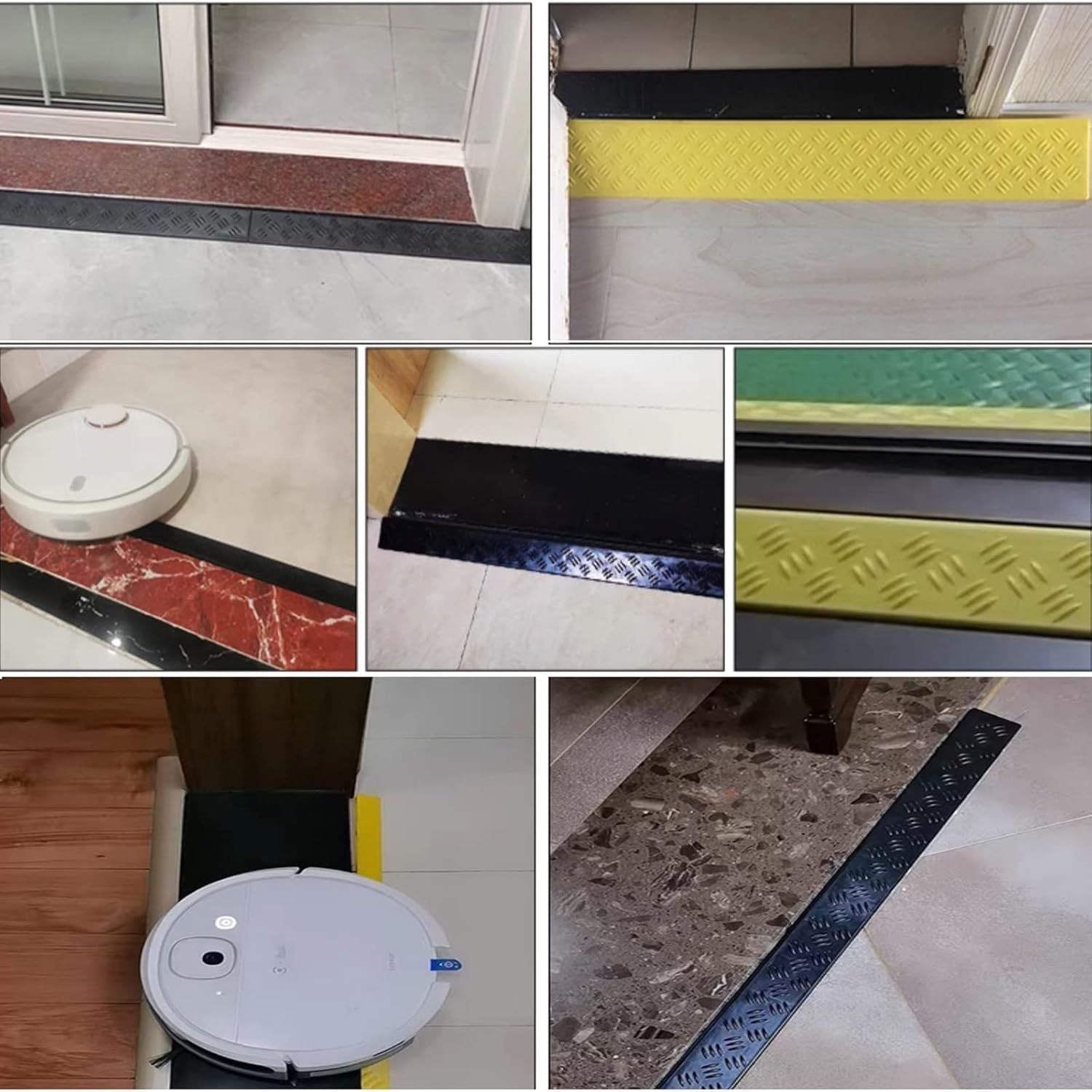 Rubber Ramps Threshold Ramp, Wheelchair, Plastic, Suitable for Doorways and Bathrooms, Can Be Cut to Size(Svart,4 * 1cm/1.5 * 0.4in)
