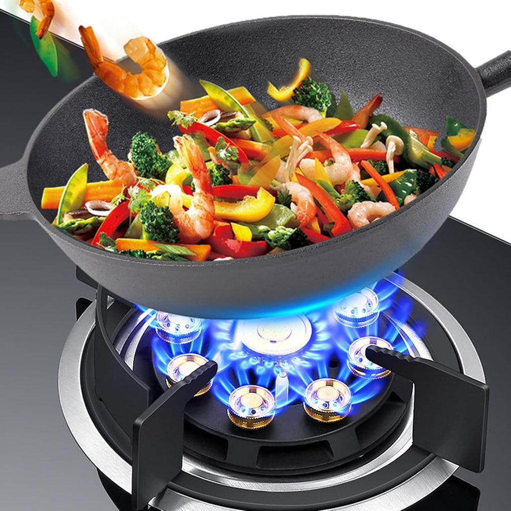 Gas Stove with 1 Burner,5.2KW Nine-Cavity High-fire,Gas/LP Gas Conversion Stove,Tempered Glass Cast Iron Pot Rack,with Flameout Protection,for Home Kitchen(LPG)