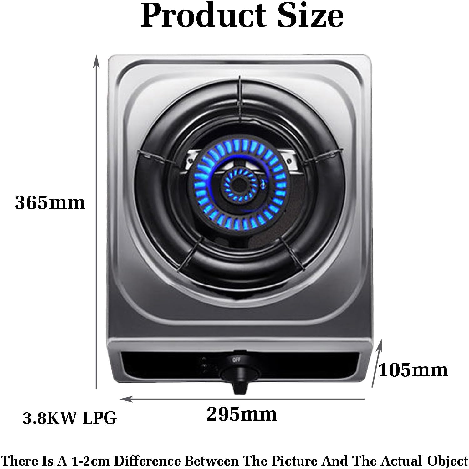 Portable Gas Stove,Single Burner,Stainless Steel Catering 4.0KW Indoor Regulators,Gas/LP Gas Conversion Stove,with Flameout Protection(LPG)