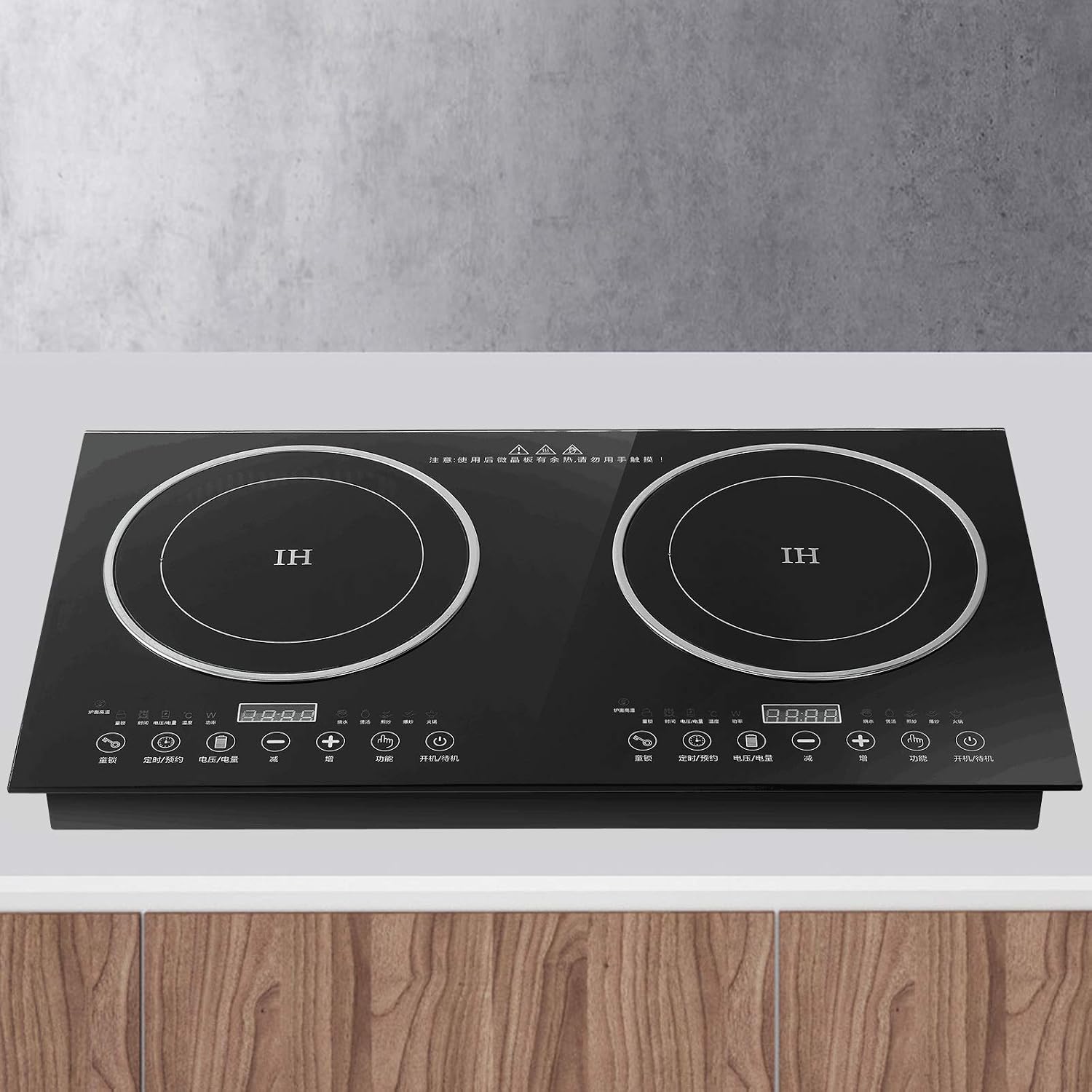 Double Induction Cooktop Cooker, Electric Induction Cooker,Cooktop Burners , Portable Countertop Burner Digital Hot Plate Cooktop 8 Gear Firepower 110V (1200W Induction Cooker+1400W Ceramic Cooker)