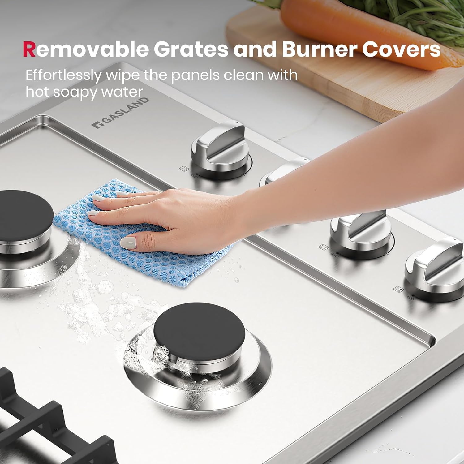 GASLAND Gas Cooktop 30 Inch with 4 Italy Sabaf Burners PRO GH2304SS,NG/LPG Convertible Natural Gas Propane Cooktops, Auto Ignition, Thermocouple Protection, CSA Certified
