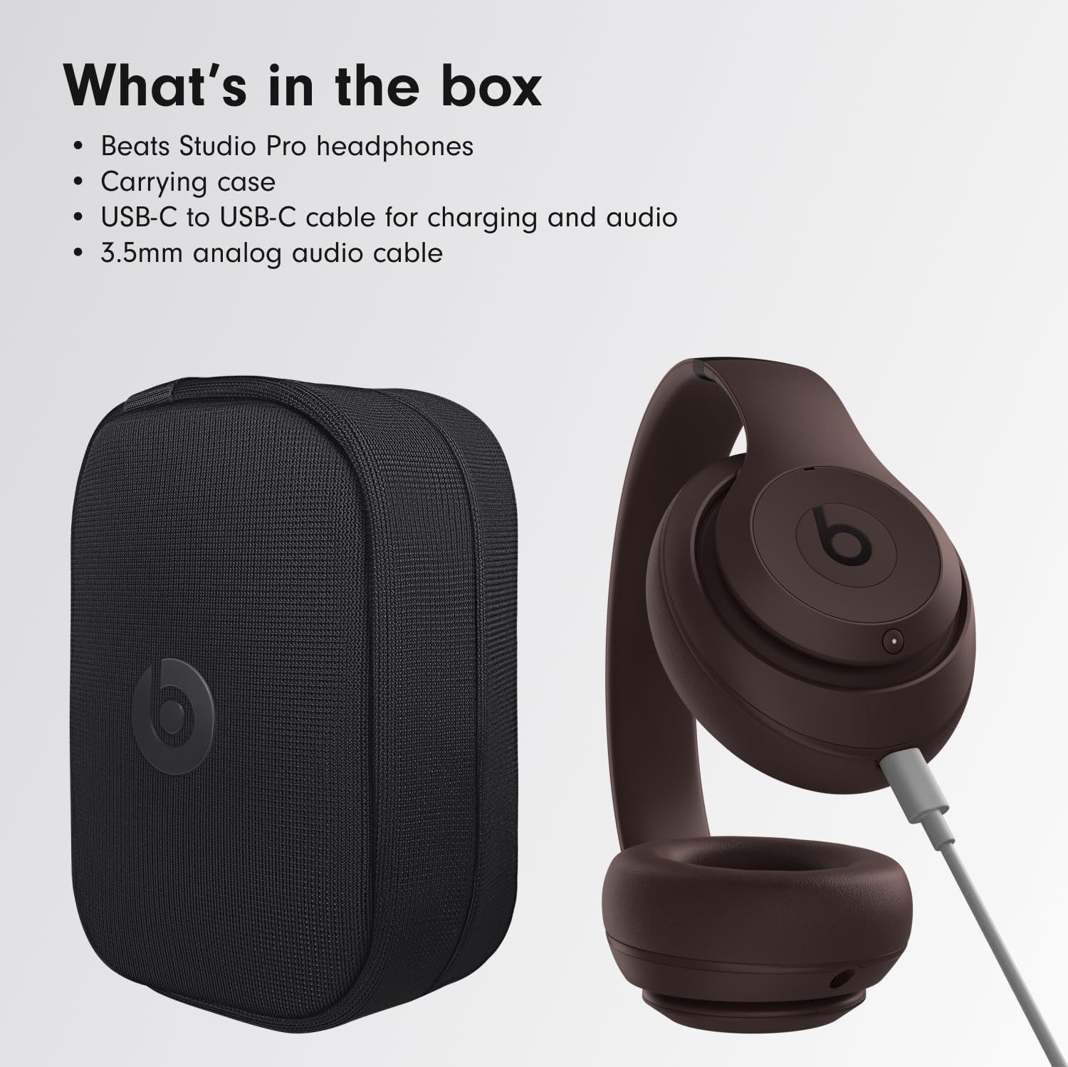 Beats Studio Pro Bluetooth Noise Cancelling Headphones with Apple 20W USB-C Power Adapter - Deep Brown