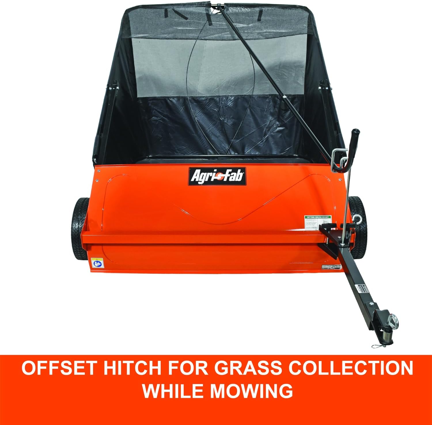 Agri-Fab 45-0492 44' Tow-Behind Lawn Sweeper, 28 cu. ft Hopper Bag Capacity; Leaf & Grass Catcher, with Adjustable Brush Height and Dump From Seat Handle