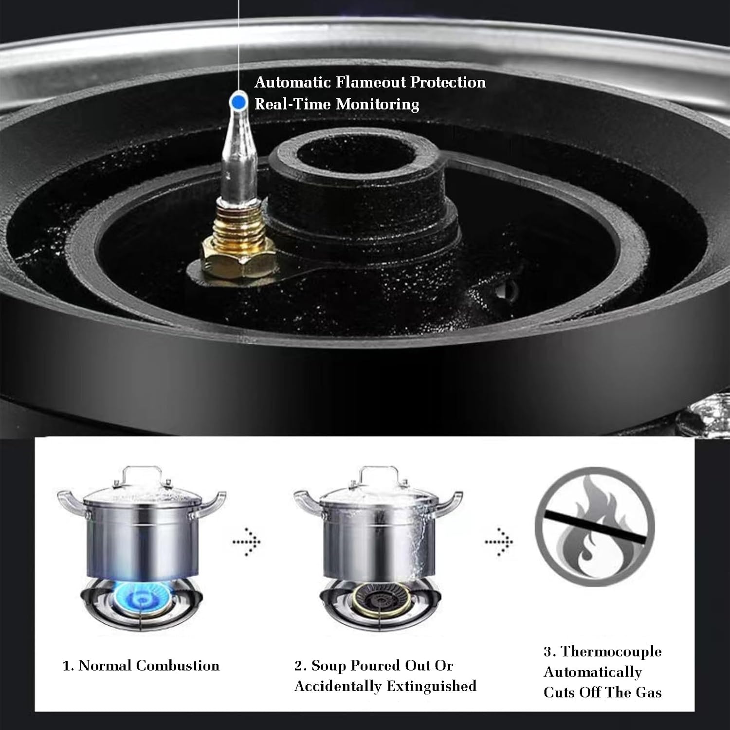 Gas Cooker 1 Burner,5.2KW Gas Stove,Tempered Glass Dining Table Cooking,with Flameout Protection Device,Gas/LP Gas Conversion Stove(NG)