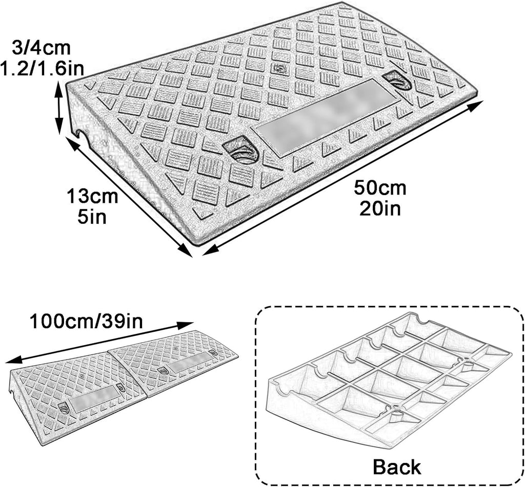 Automotive Curb Ramp 2 Pack Portable Threshold Ramp Antislip Wheelchair Ramp for Loading Dock Sidewalk Driveway(Yellow,4cm/1.6in)