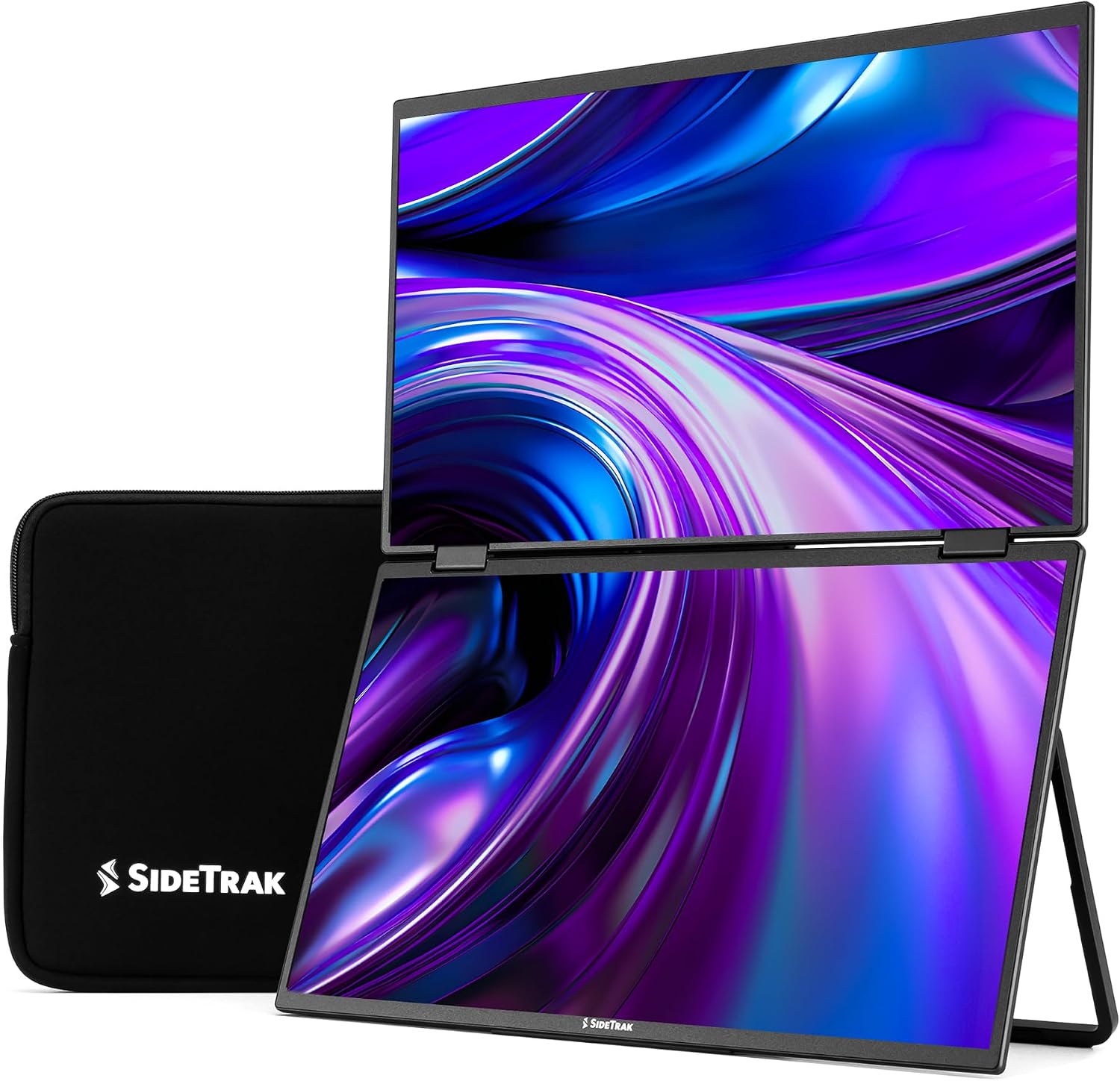 SideTrak Solo Book 15.6' Foldable Dual Screen Portable Monitor - FHD Portable Stacked Monitor, External Display for Laptop, Extender with Stacked Dual Monitors for Mac, PC, and Chromebook