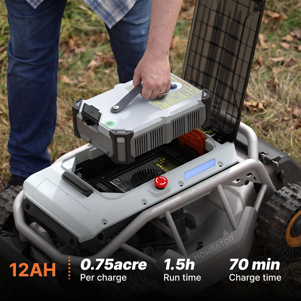 Mowrator S1 2WD 56V 12Ah Remote Control Lawn Mower, 45% (24°) Slope, Upgraded with Deformable Tires & Metal Hubcaps, 21' Steel Blade, 1.8–4.6' Height, Covers up to 0.75 Acre, Mulching Blade Included